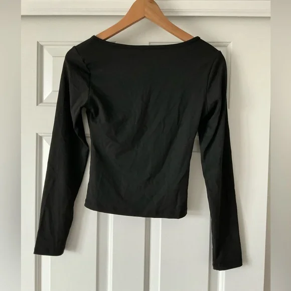 Trendy Queen Black V-Neck Long Sleeve Women's Top XS - Picture 9 of 12